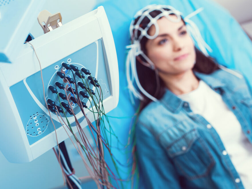 woman getting an EEG as part of her anxiety treatment

