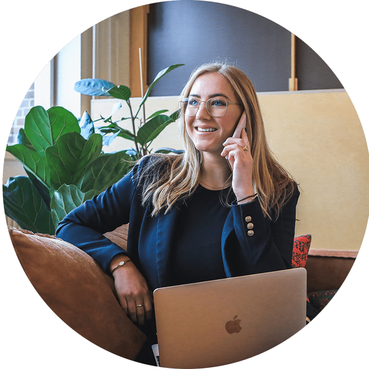 woman on phone with new patient coordinator